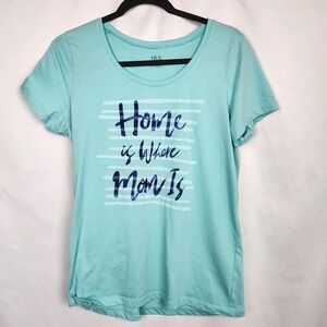 Hue Womens Short Sleeve Sleep‎ Shirt "Home is Where the Mom Is" Blue Size Medium